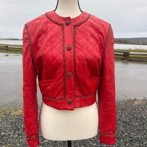 Vintage Red Quilted Leather Jacket